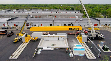<br />
	The BEAST was assembled in May, 2015, in front of the Center for Advanced Infrastructure and Transportation's pavement laboratory. Story<br />

