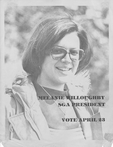 Melanie Willoughby's campaign poster for student government