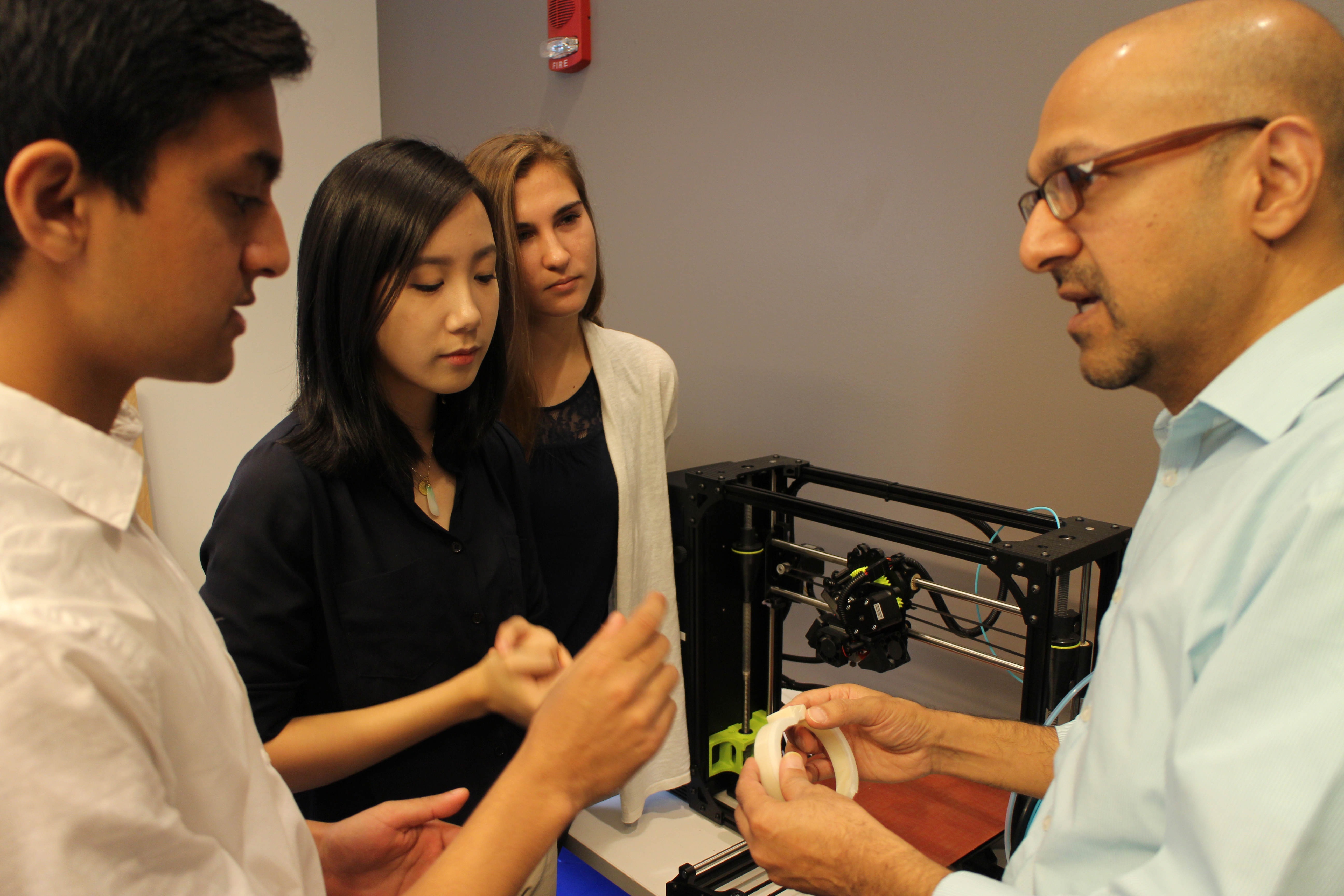 Patel and 3 students in the Innovation Lab Patel and 3 students in the Innovation Lab.