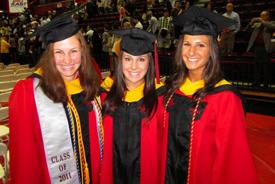 Jenna DiBiase, center, with Mariya Badu, left, and Alissa Imbriaco at graduaton in May.