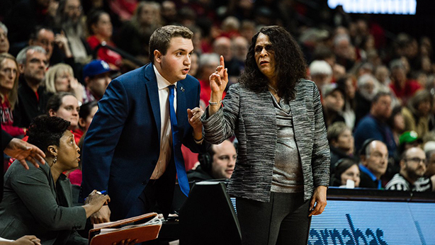 Brian Shank and Rutgers Women's Basketball Coach C.Vivian Stringer