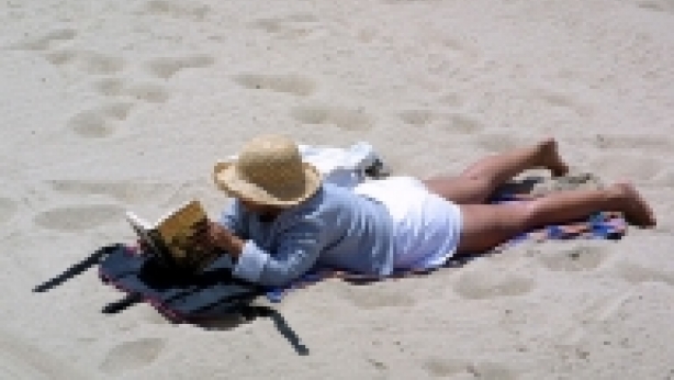 reading on the beach